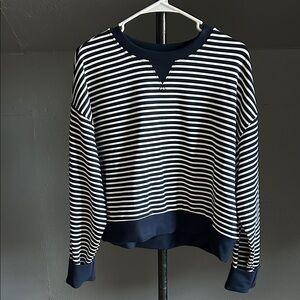 Danskin Women’s Navy and White Striped Sweatshirt